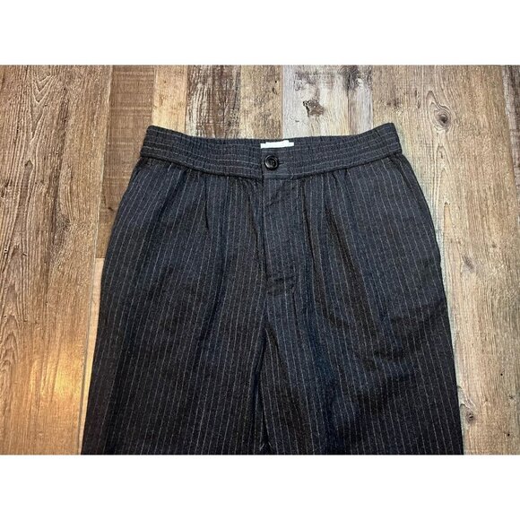 Ami Alexandre Mattiussi Elasticated Waist Pants Wool Black Pinstripe Size Small - Picture 4 of 10